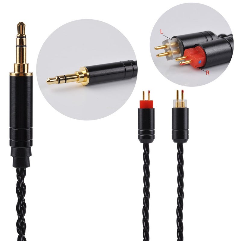 Kinboofi 6 Core Silver Plated Earphone Cable, Black Upgrade 2PIN Detachable Earphone Wire for AS10 ZS10 Pro ZS6 ZS10 ZSR ZST C10 TRN V80 V20 TFZ (3.5mm Audio Jack, 2 Pin) - Image 3